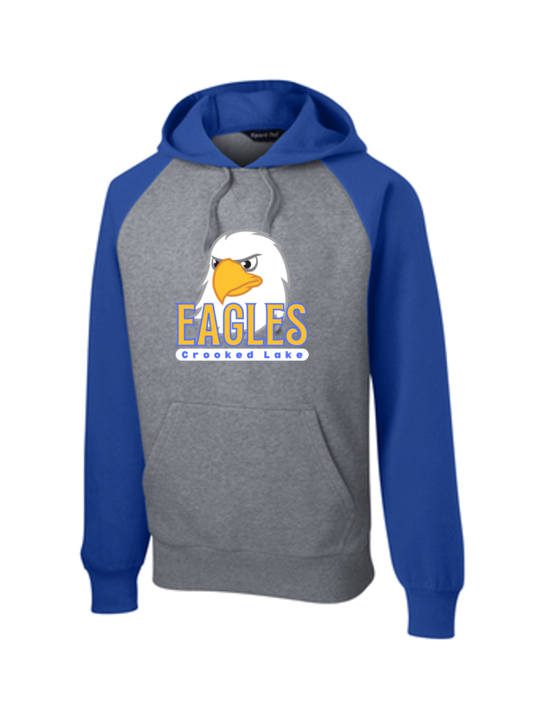 Crooked Lake Raglan Colorblock Pullover Hooded Sweatshirt (Eagle Logo ...