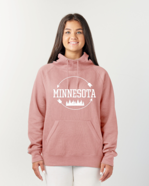 MN is home Ladies Scuba Neck Pullover Hood (MN double arrows)