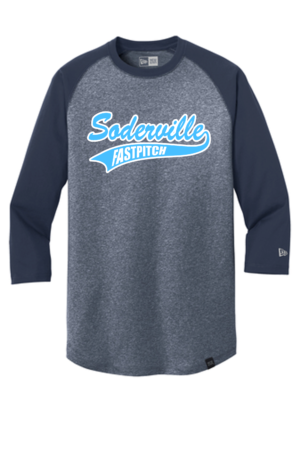 Soderville Fastpitch New Era® Heritage Blend 3/4-Sleeve Baseball Raglan Tee (Tail Logo)