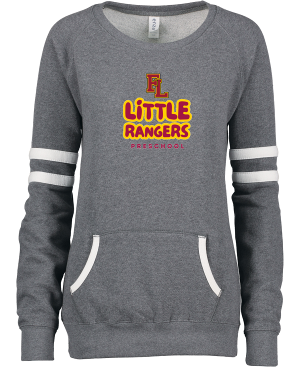 FL ECPP Ladies Varsity Fleece Crew Neck Pullover (Little Rangers Stacked Logo)