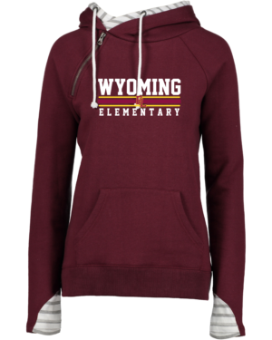 Wyoming Elementary Ladies Stripe Double Hood Pullover (Wyoming Stacked Logo)