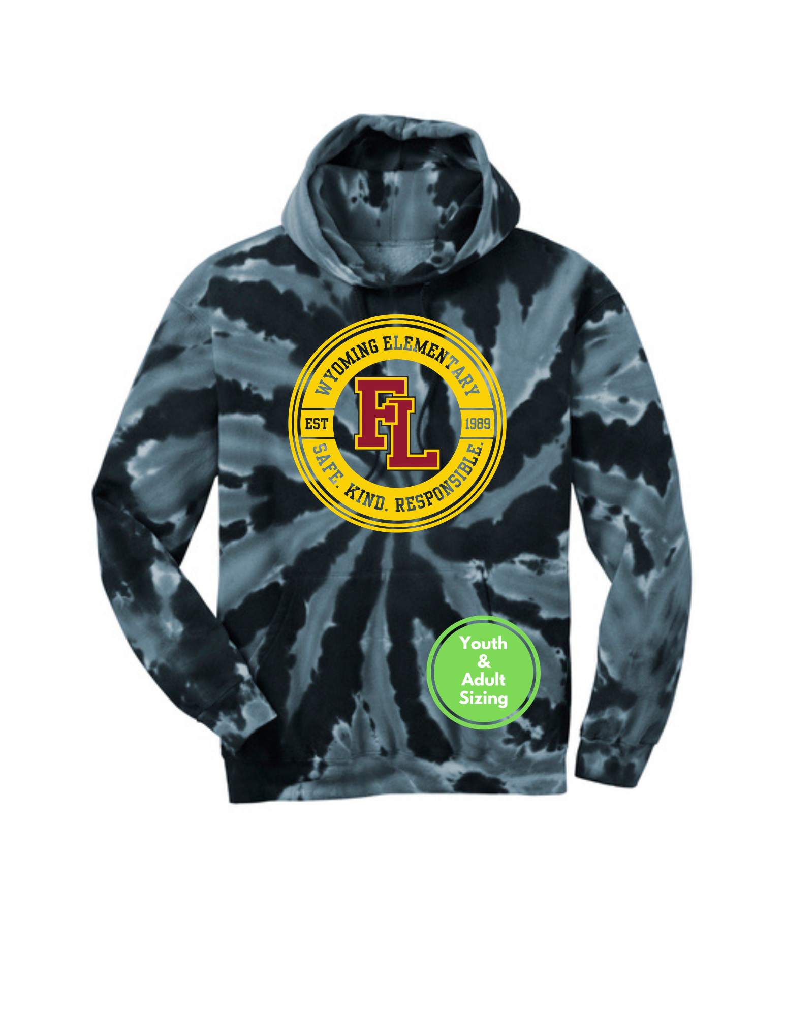 Wyoming Elementary Port & Company® Tie-Dye Pullover Hooded Sweatshirt (Circle)