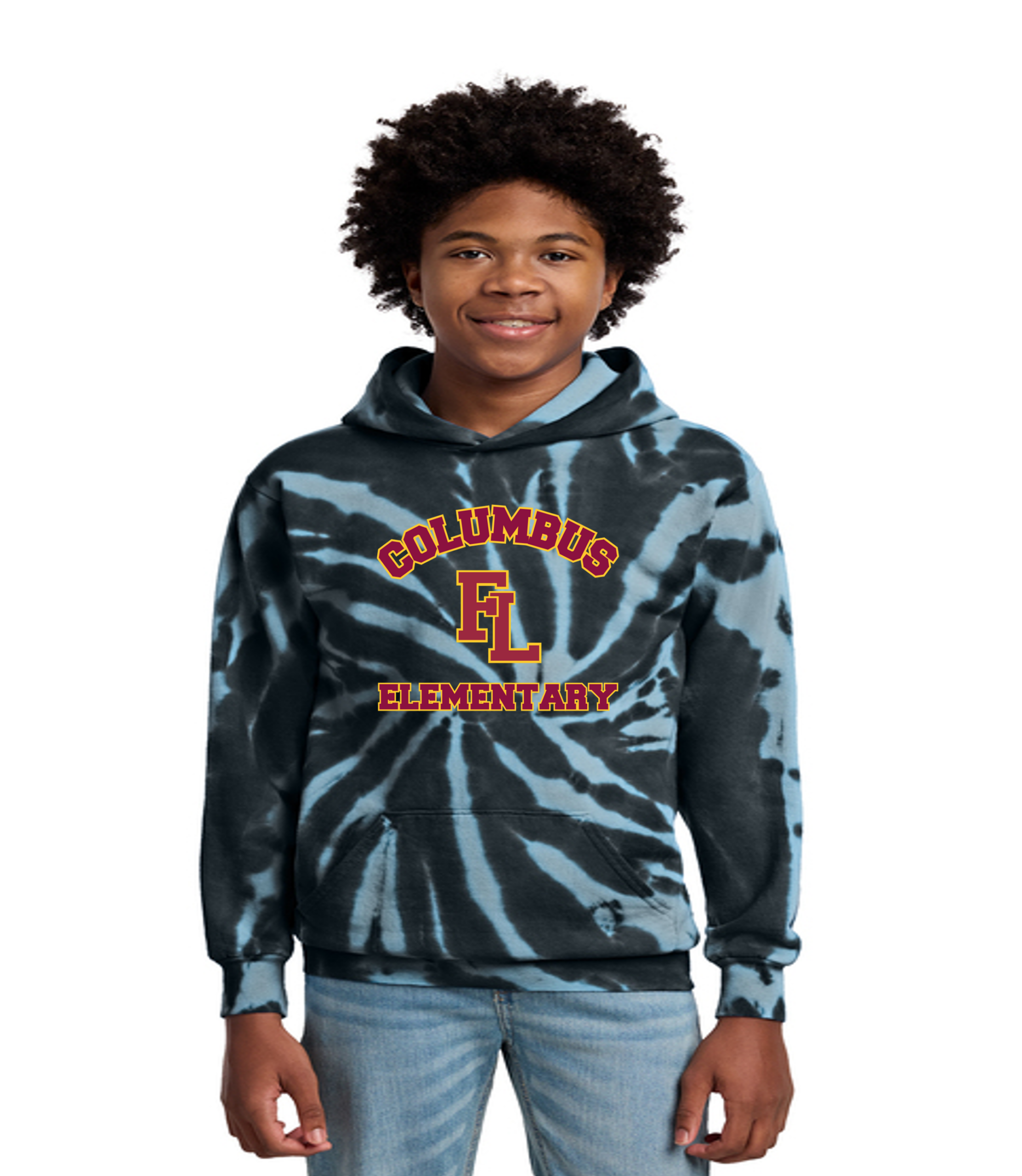 Columbus Elementary Port & Company® Tie-Dye Pullover Hooded Sweatshirt (Arched FL logo)