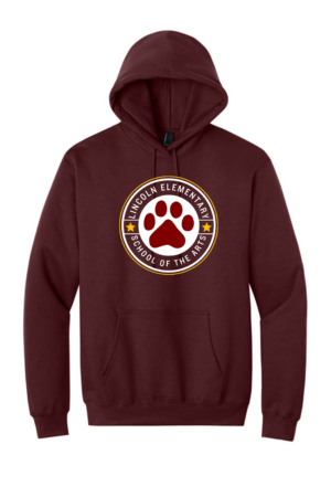 Lincoln Elementary Port & Co® Essential Fleece Pullover Hooded Sweatshirt (Circle outlines and paw)