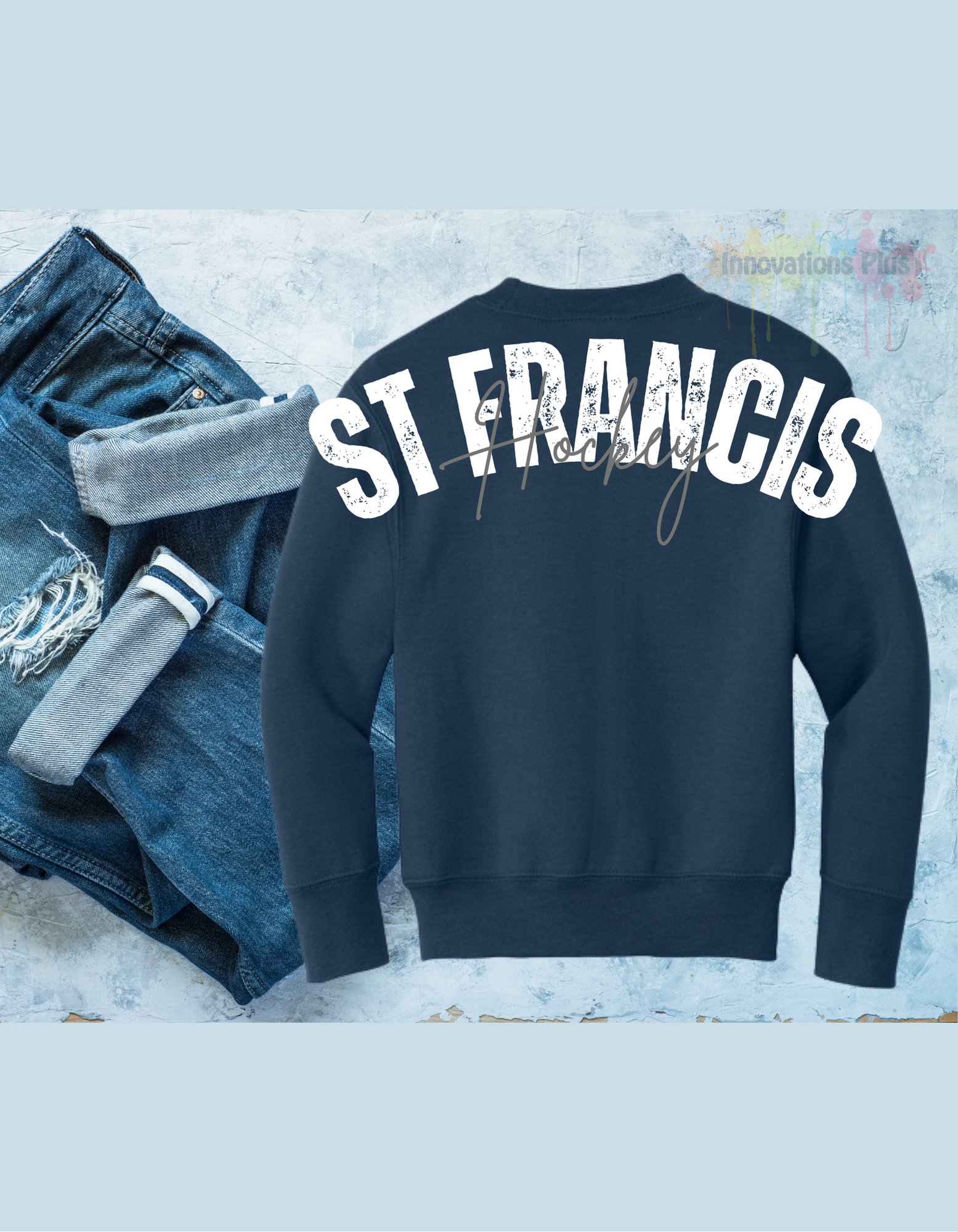 SF Hockey Crew Neck Oversized logo on back (St. Francis Hockey) - Image 2