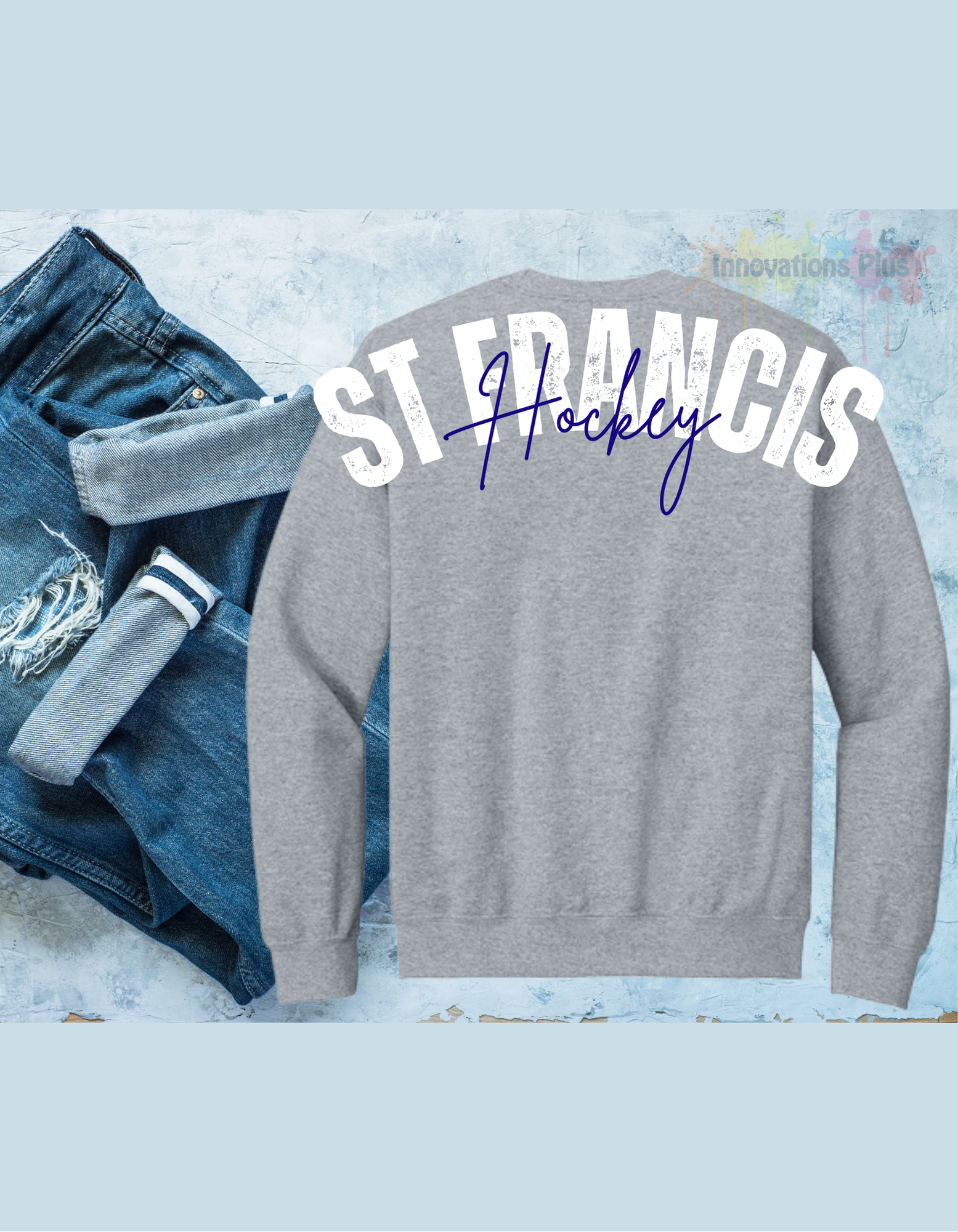 SF Hockey Crew Neck Oversized logo on back (St. Francis Hockey)