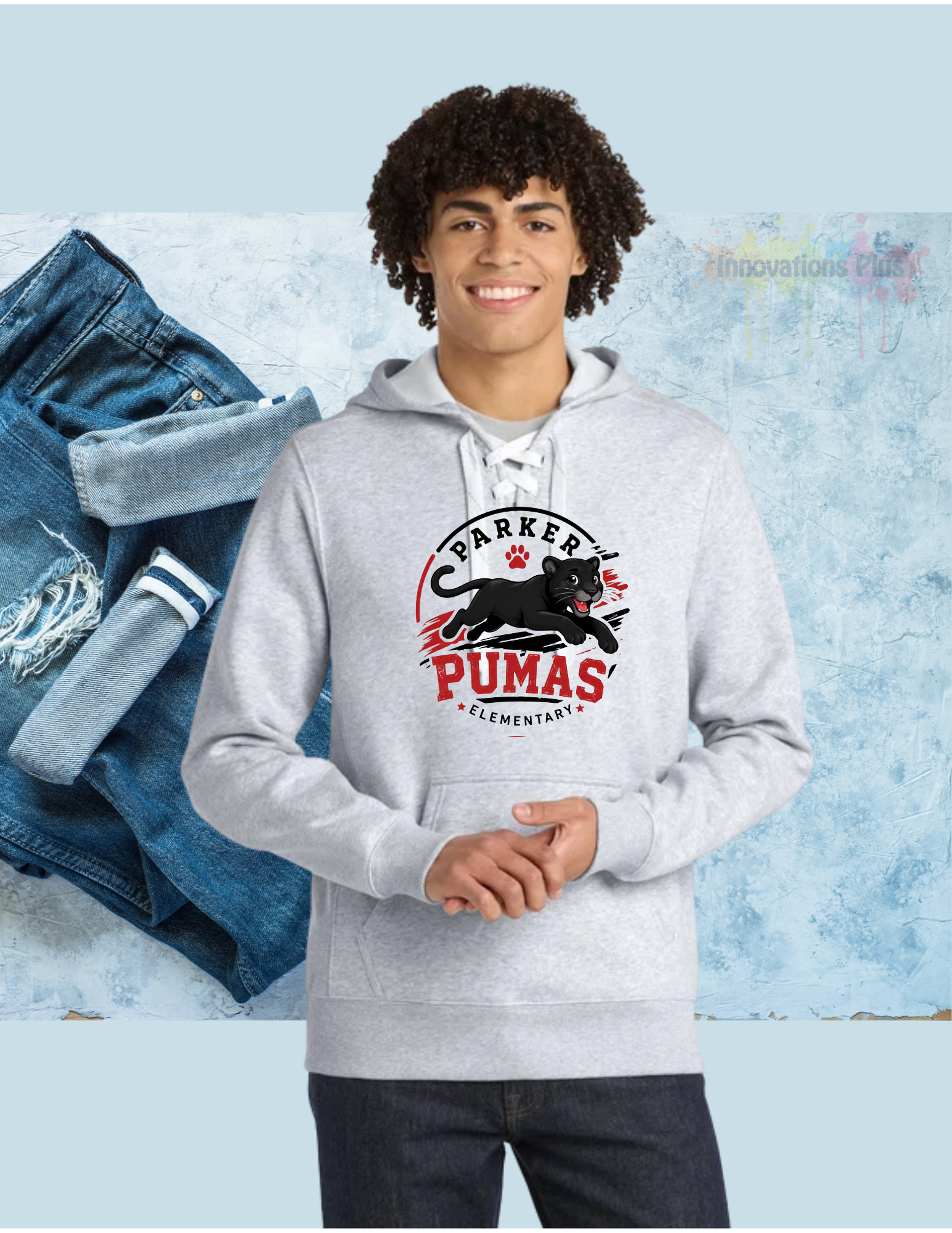 Parker Sport-Tek Lace Up Pullover Hooded Sweatshirt (Puma Circle)