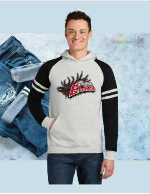 Elk River Jerzees® Unisex NuBlend® Varsity Colorblock Hooded Sweatshirt (Elk)